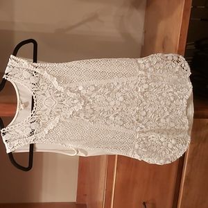 Summer top. See through lace knit front.  Perfect for layering.